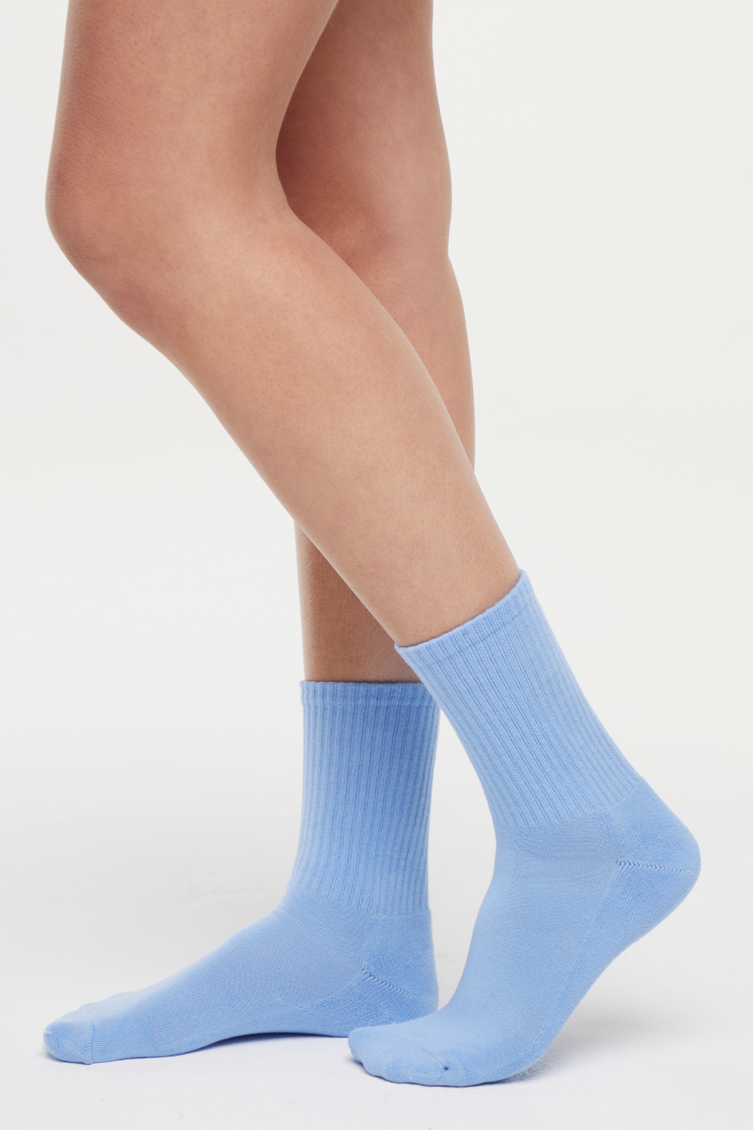 Emma 2-Pack Half Calf Socks | White Blue Stripes/Della Robbia Blue