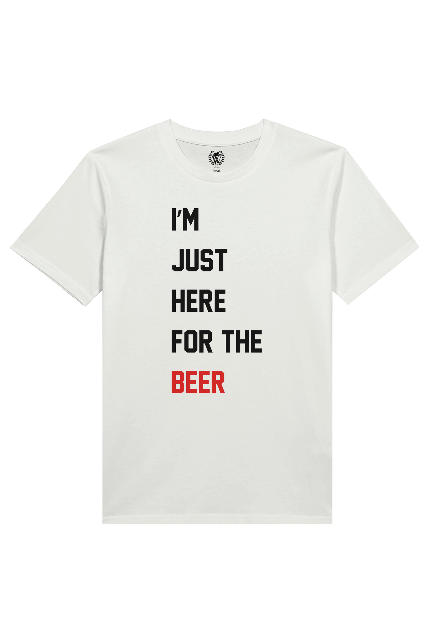 White t-shirt with black text &