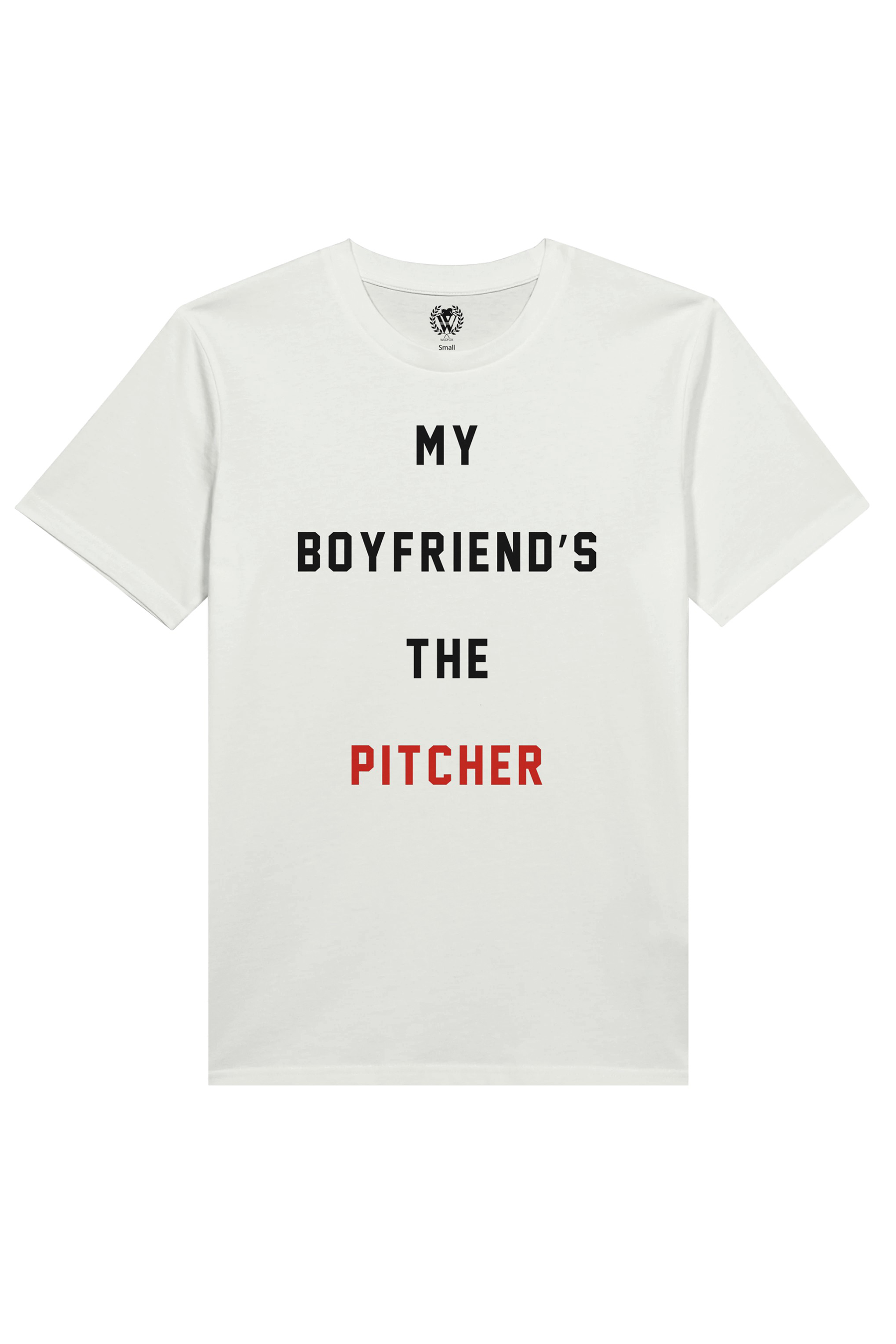 White t-shirt with text &