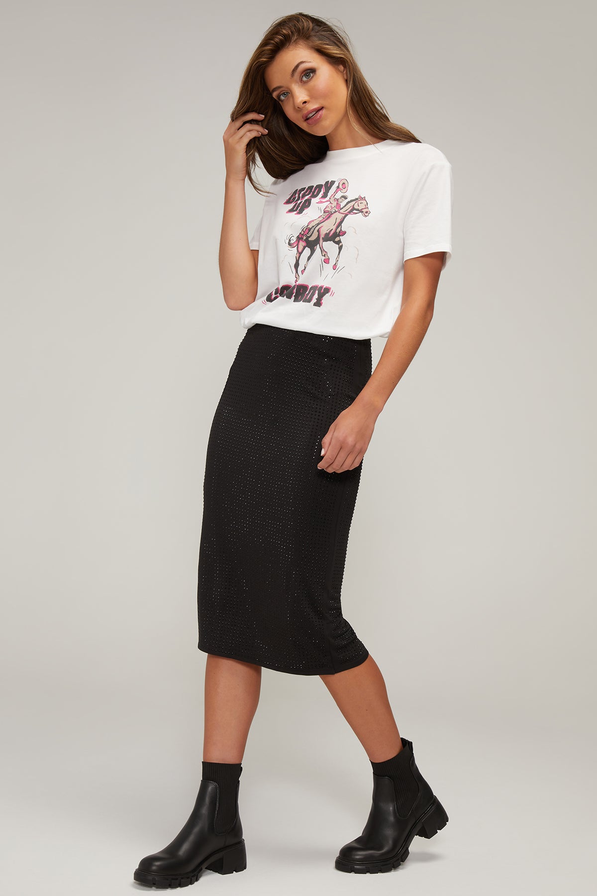 Midi Skirt With Slit | Black Beauty