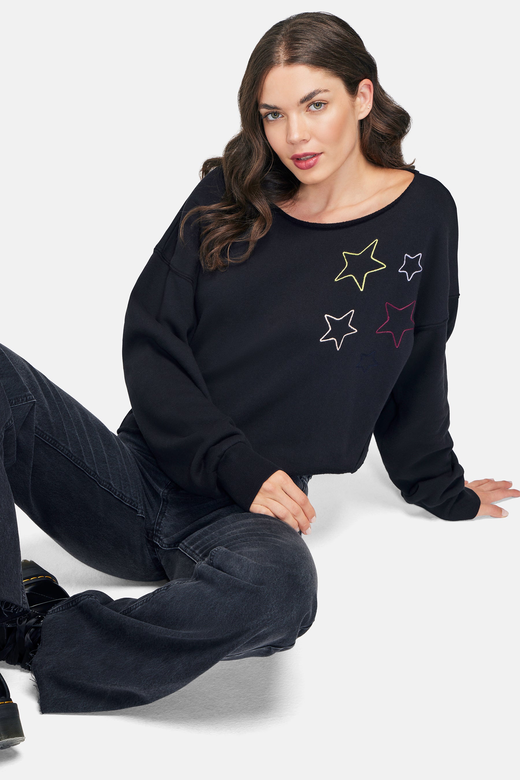 Stitched Stars Moshpit Pullover | Jet Black