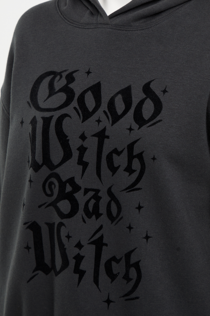 Close up black hoodie with &