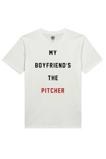 White t-shirt with text &