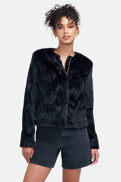 Sequins Fur Jacket | Black