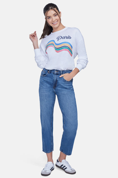 Paris Stripes Roadtrip Sweatshirt | Clean White