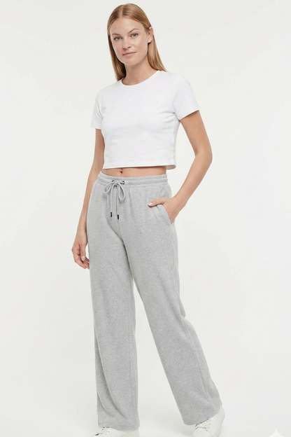 Andie Wide Leg Pant - Heather Grey