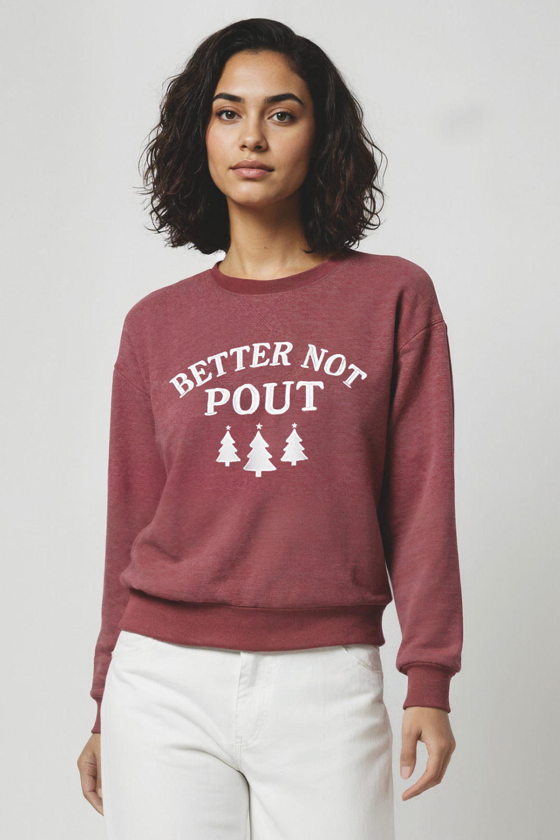 Better Not Pout Charlie Sweatshirt | Heather Cabernet