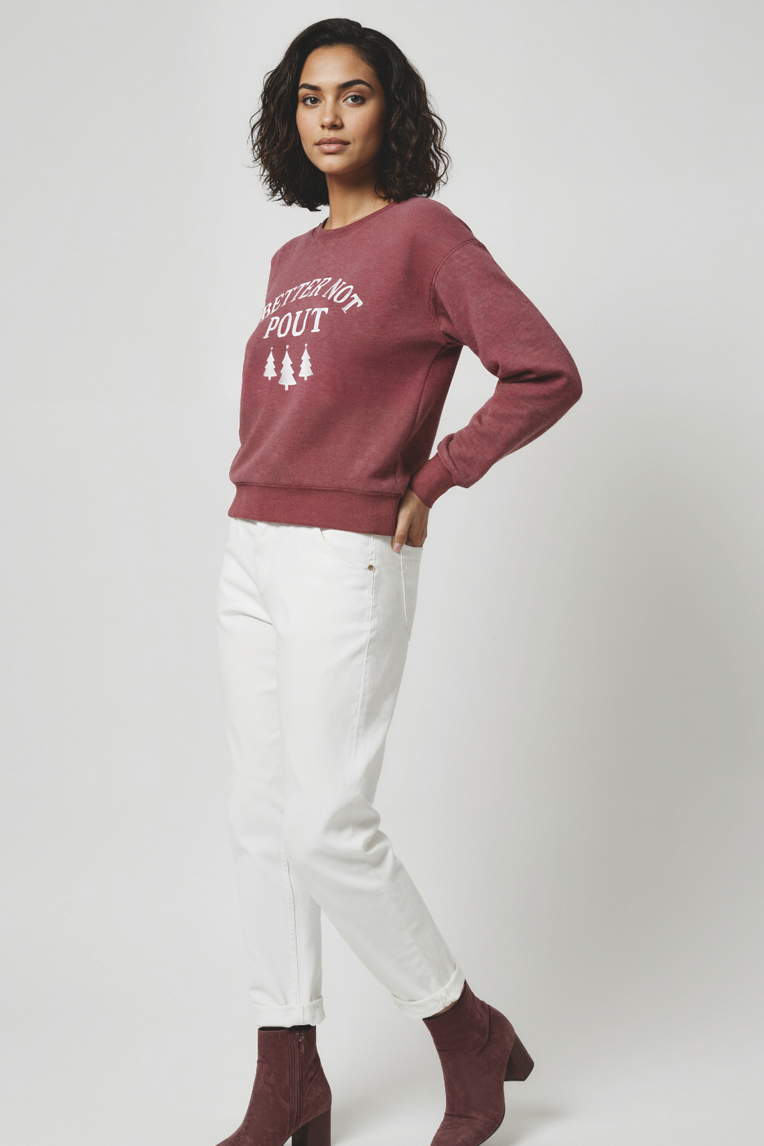 Better Not Pout Charlie Sweatshirt | Heather Cabernet