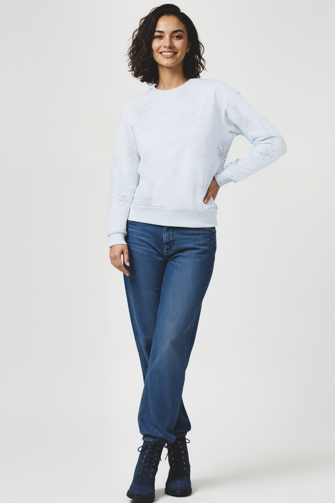 Snowflake Charlie Sweatshirt | Ballad Blue Scattered Snowflake