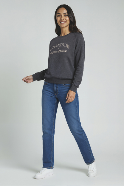 Champagne &amp; Candy Keely Raglan Sweatshirt | Heather Black Beauty