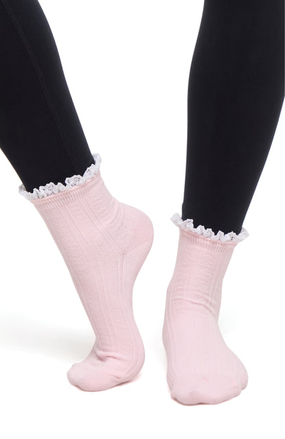 Rina 2-Pack Ankle Socks | Ballet Slipper/White
