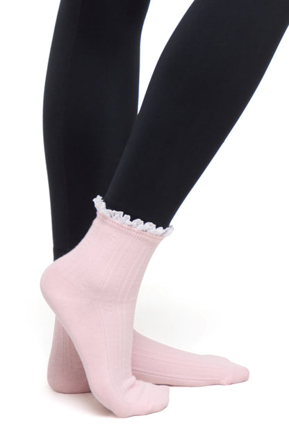 Rina 2-Pack Ankle Socks | Ballet Slipper/White