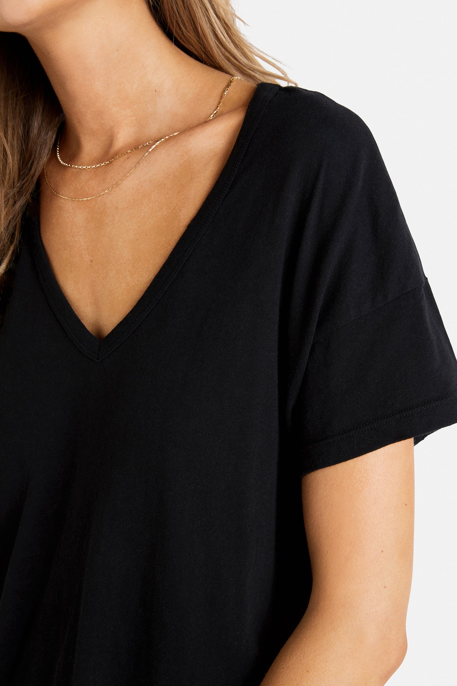 Chrissy V-Neck Tee  | Clean Black