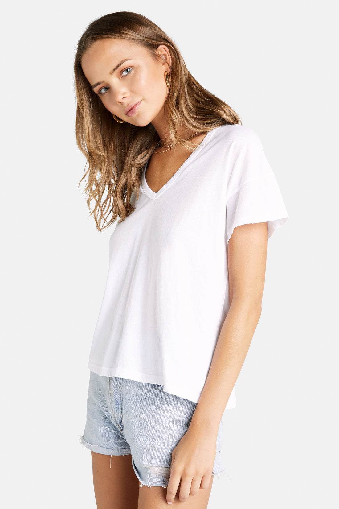 Chrissy V-neck Tee | Clean White