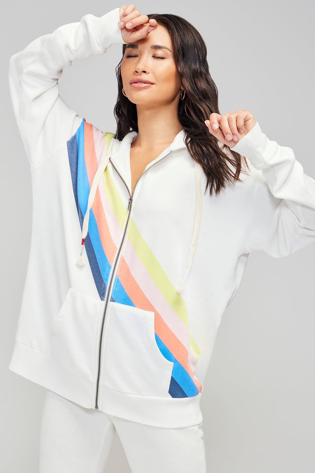 Nassau Stripe Roadtrip Zip Up | Vanilla