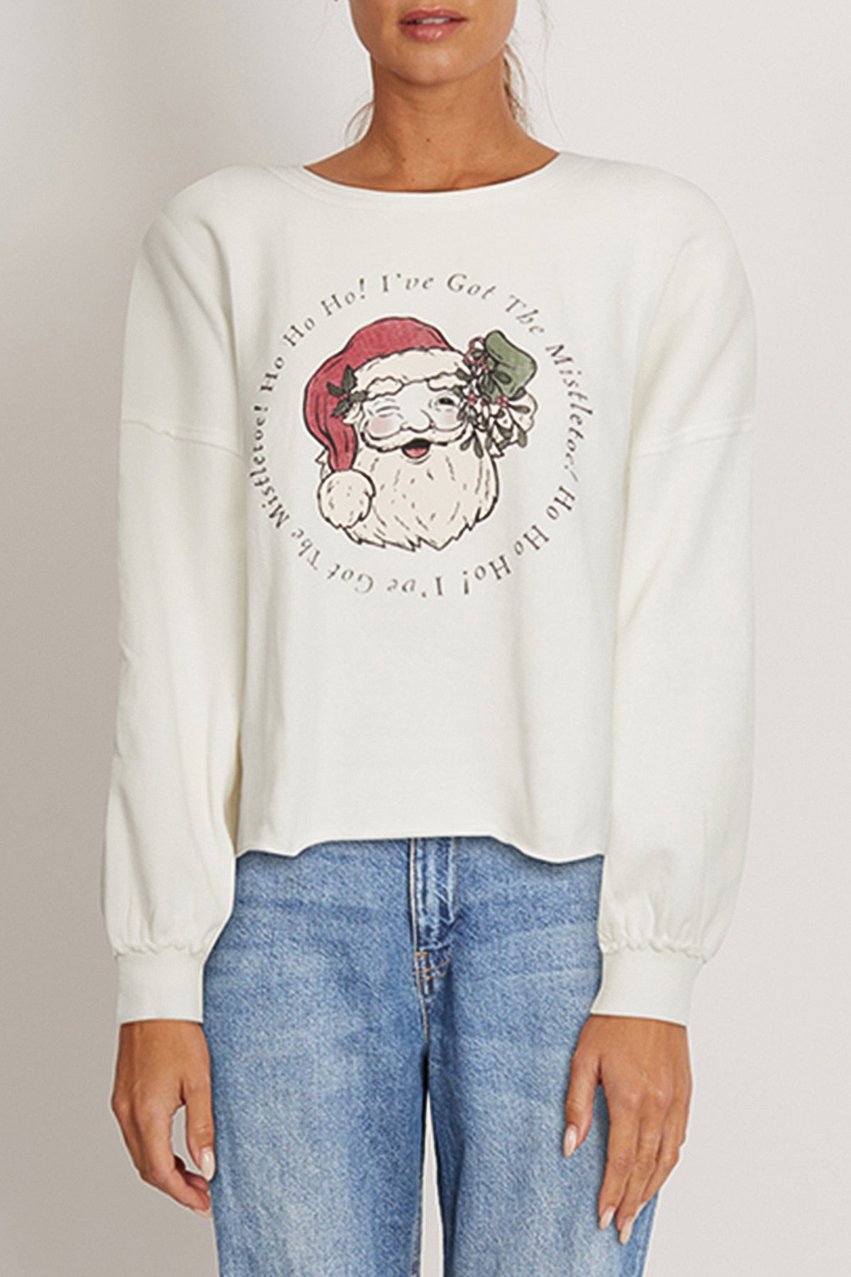 Ho Ho Ho Mistletoe Olivia Sweatshirt | Vanilla