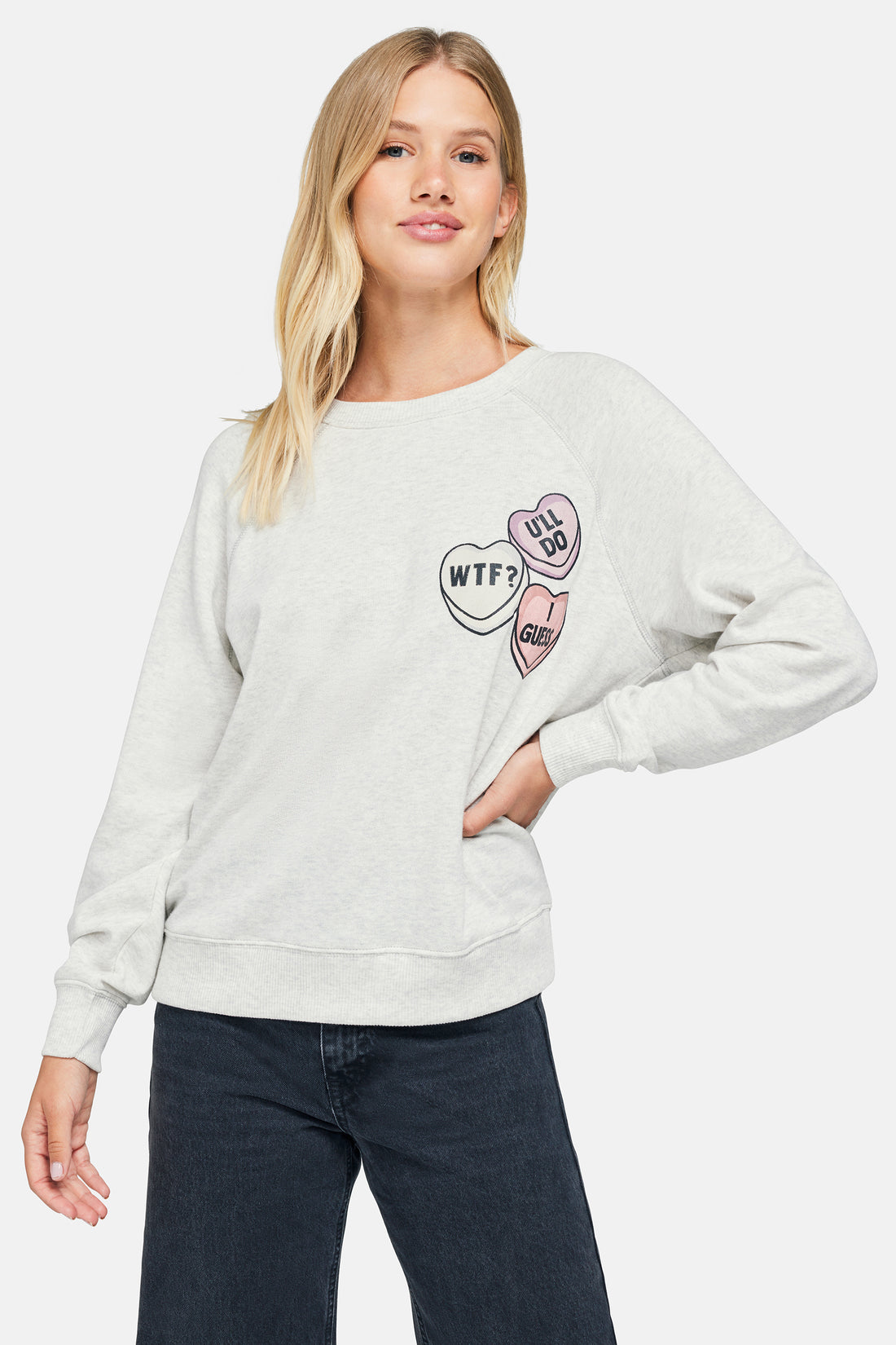Candy Hearts Sommers Sweatshirt | Pearl Grey