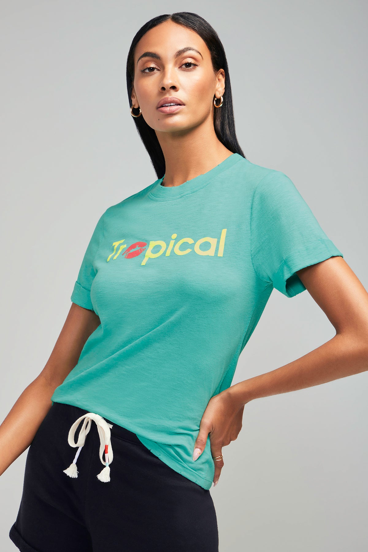 Tropical John Tee | Pigment Bright Aqua