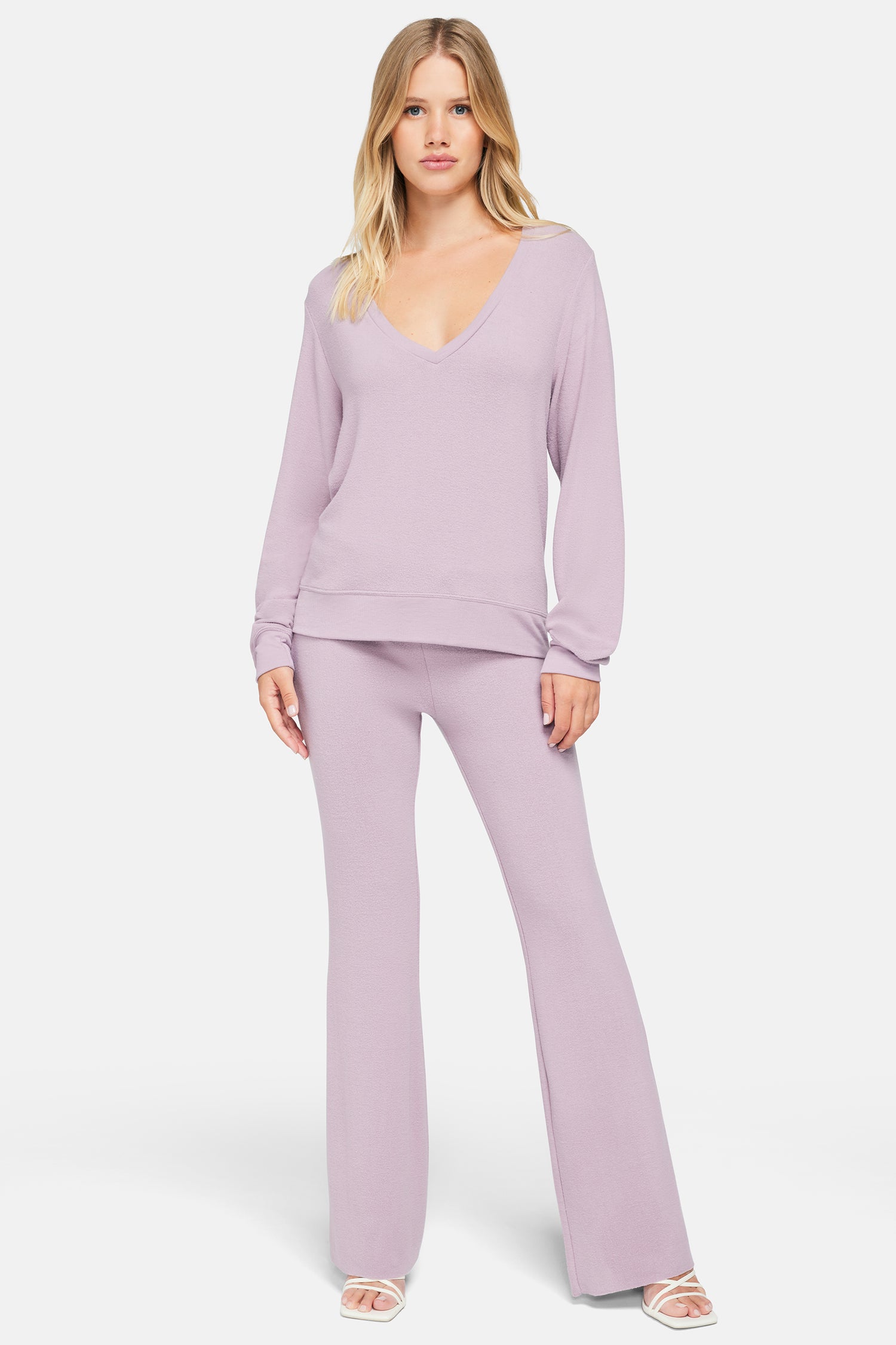 Baggy Beach Jumper Deep V | Elderberry