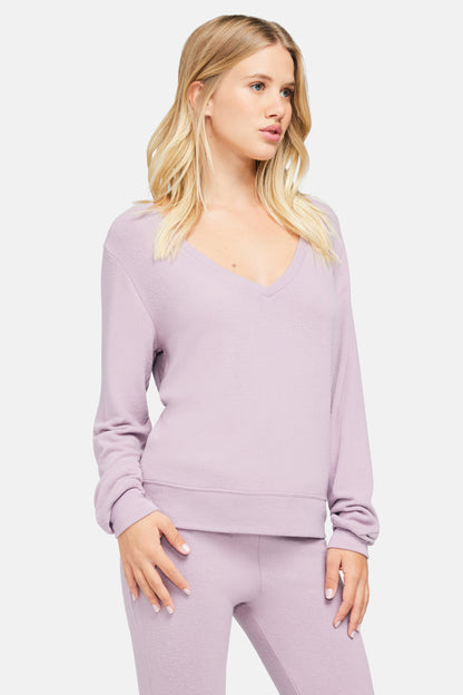 Baggy Beach Jumper Deep V | Elderberry