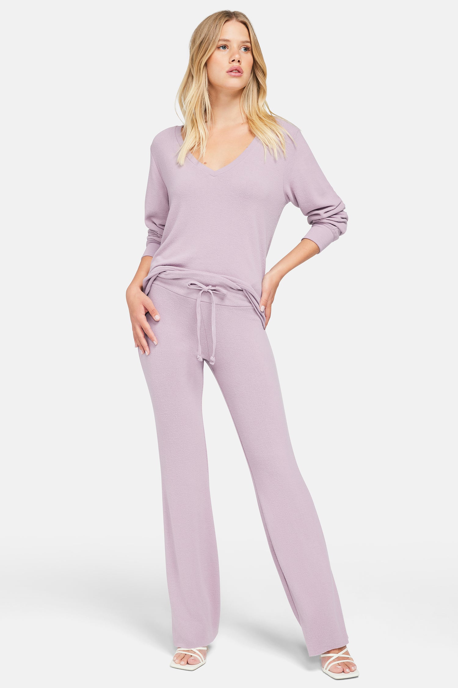 Baggy Beach Jumper Deep V | Elderberry