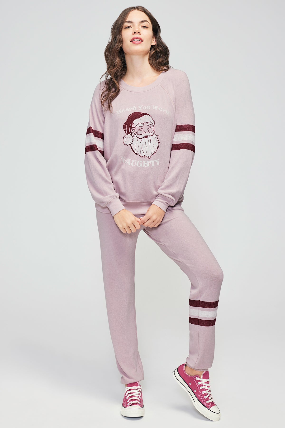 Candy Stripe Echo Sweats | Burnished Lilac