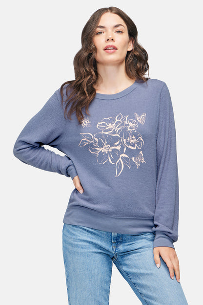 Honey Floral Baggy Beach Jumper | Blue Granite