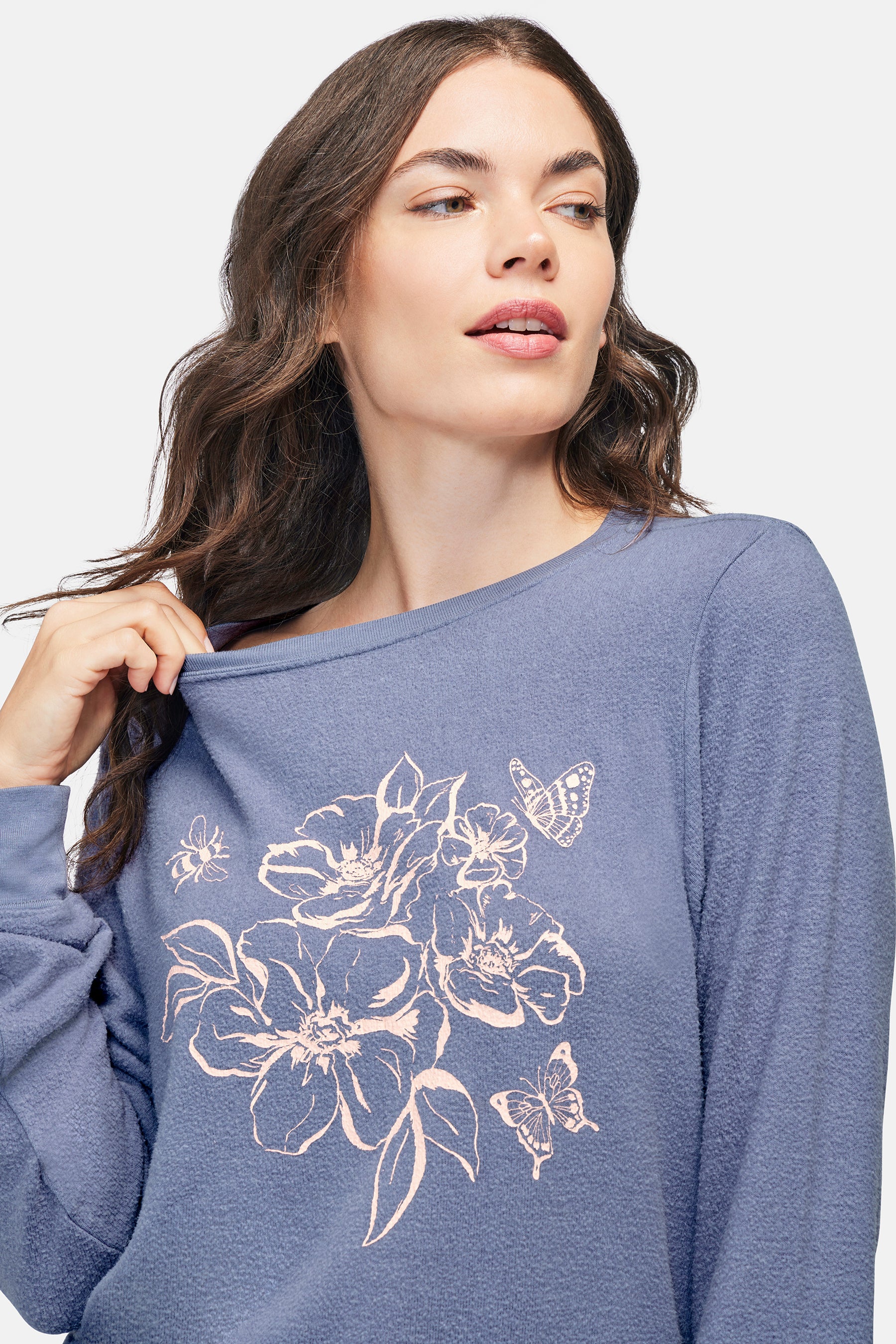Honey Floral Baggy Beach Jumper | Blue Granite