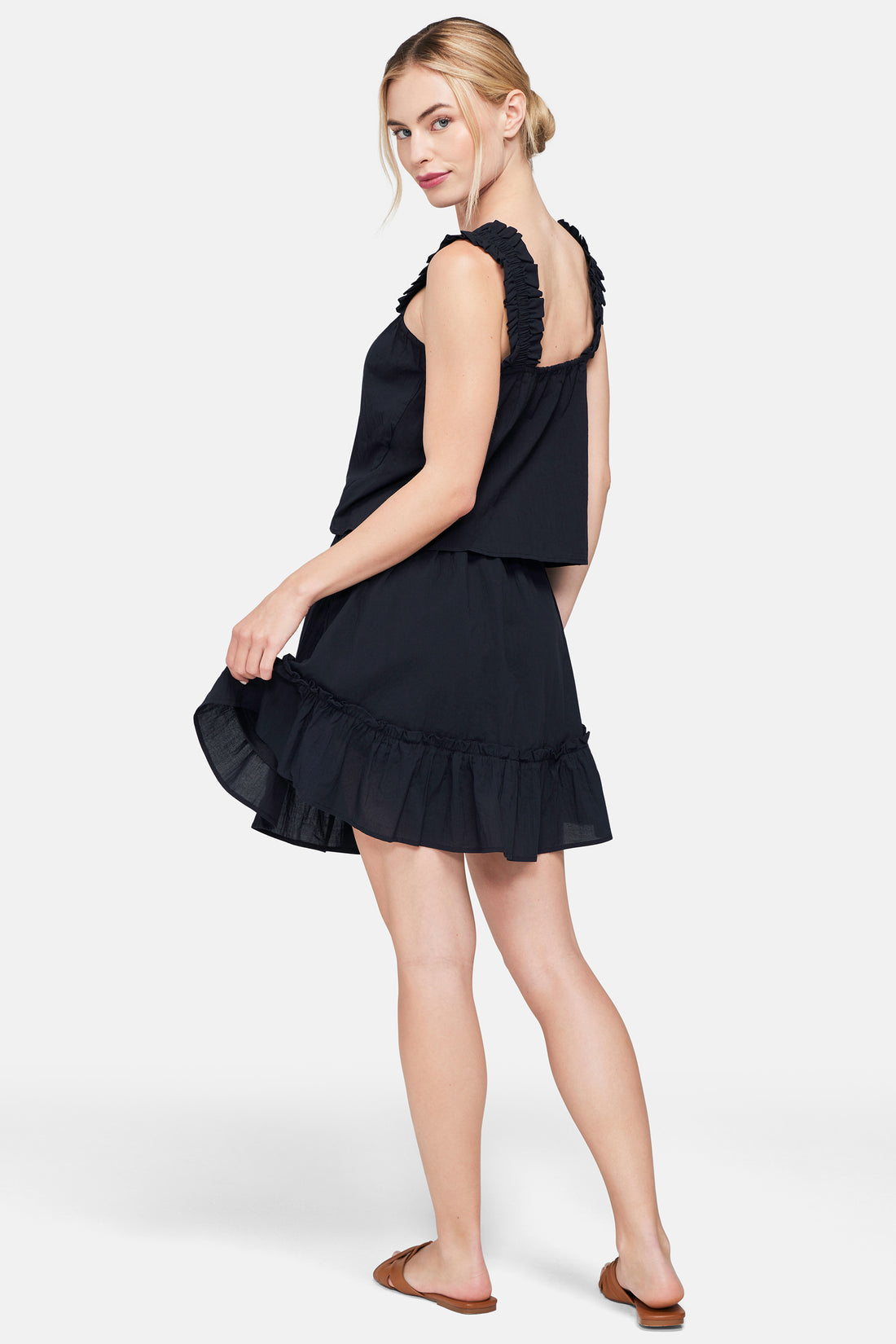 Ruffle Strap Tank | Black Beauty