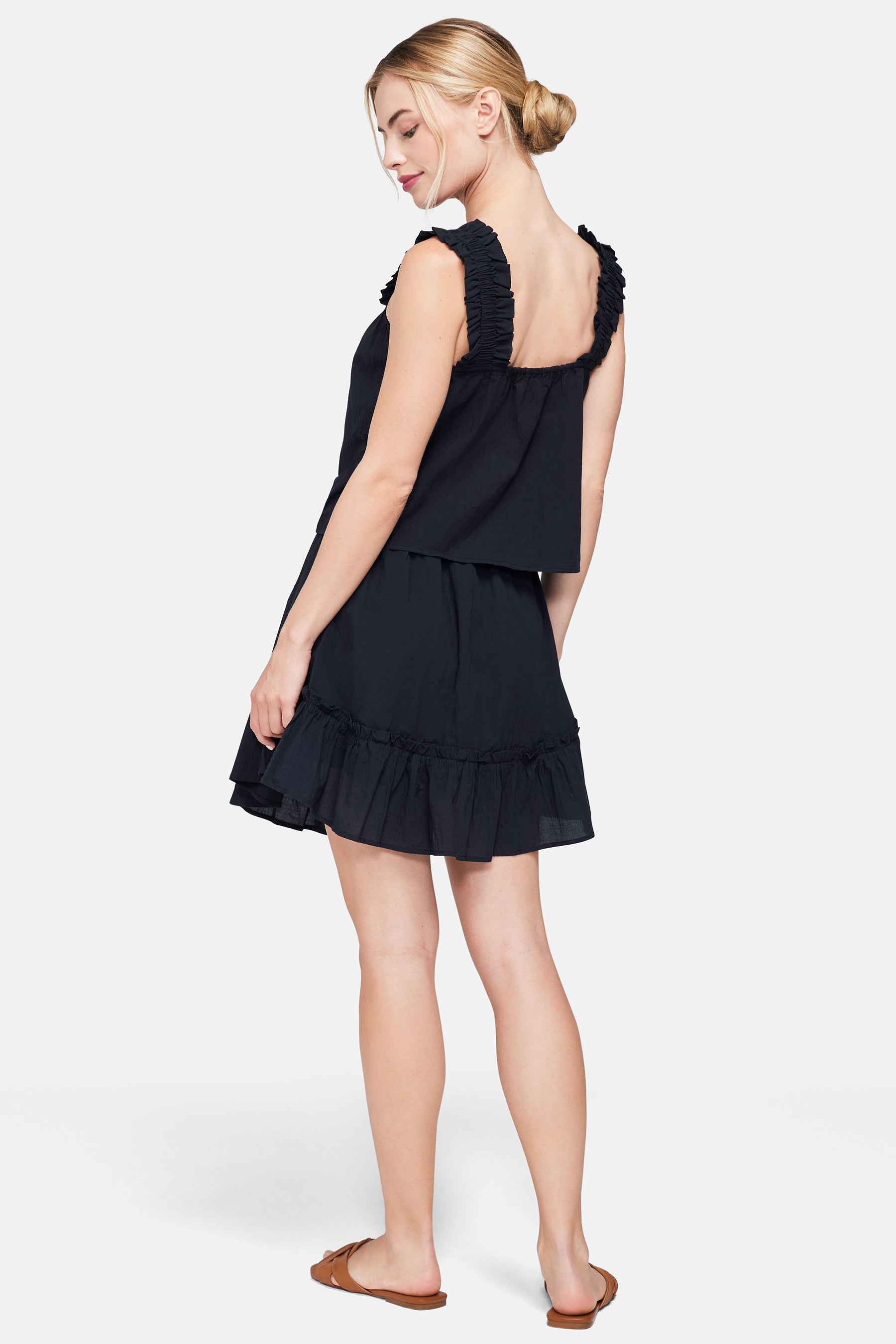 Ruffle Strap Tank | Black Beauty